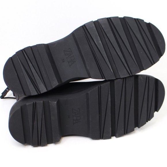 Zara Lug Treaded Platform Ankle Boots Waterproof Ribbed Toe Size 7 1/2" NWOT - Picture 4 of 7